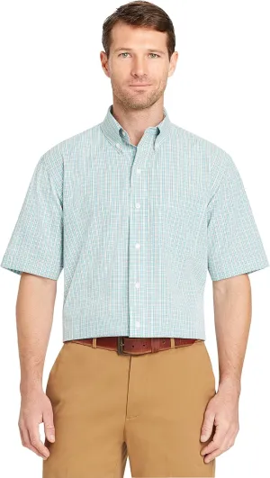 Arrow 1851 Men's Hamilton Poplins Short Sleeve Button Down Plaid Shirt