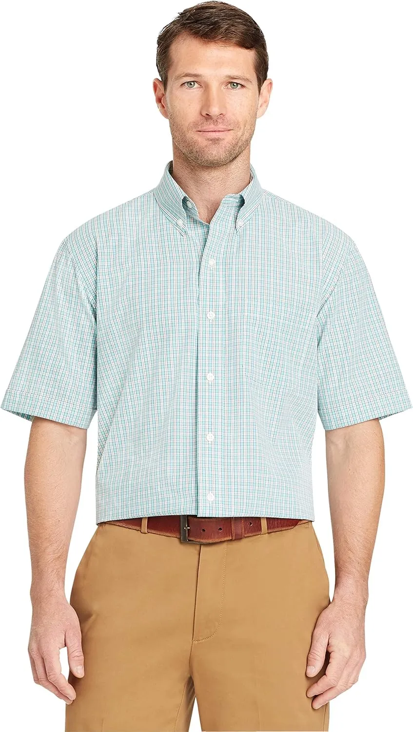 Arrow 1851 Men's Hamilton Poplins Short Sleeve Button Down Plaid Shirt