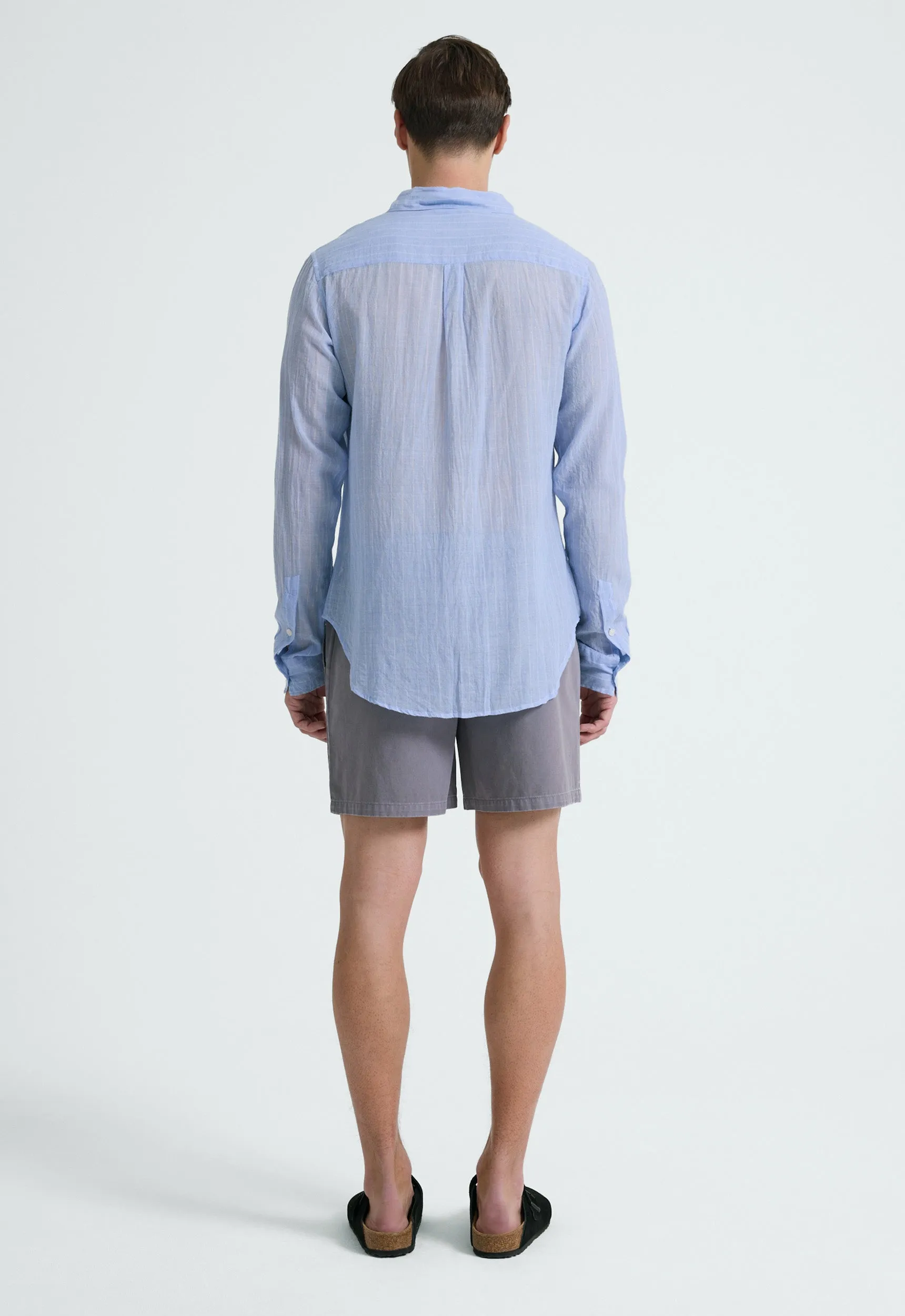 Beckett Cotton Shirt - Pinstripe in Chambray