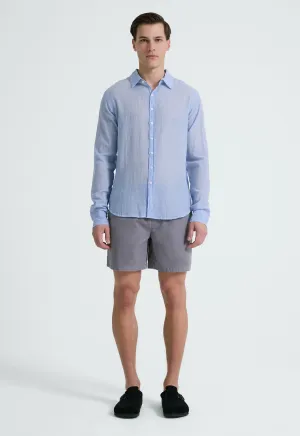 Beckett Cotton Shirt - Pinstripe in Chambray