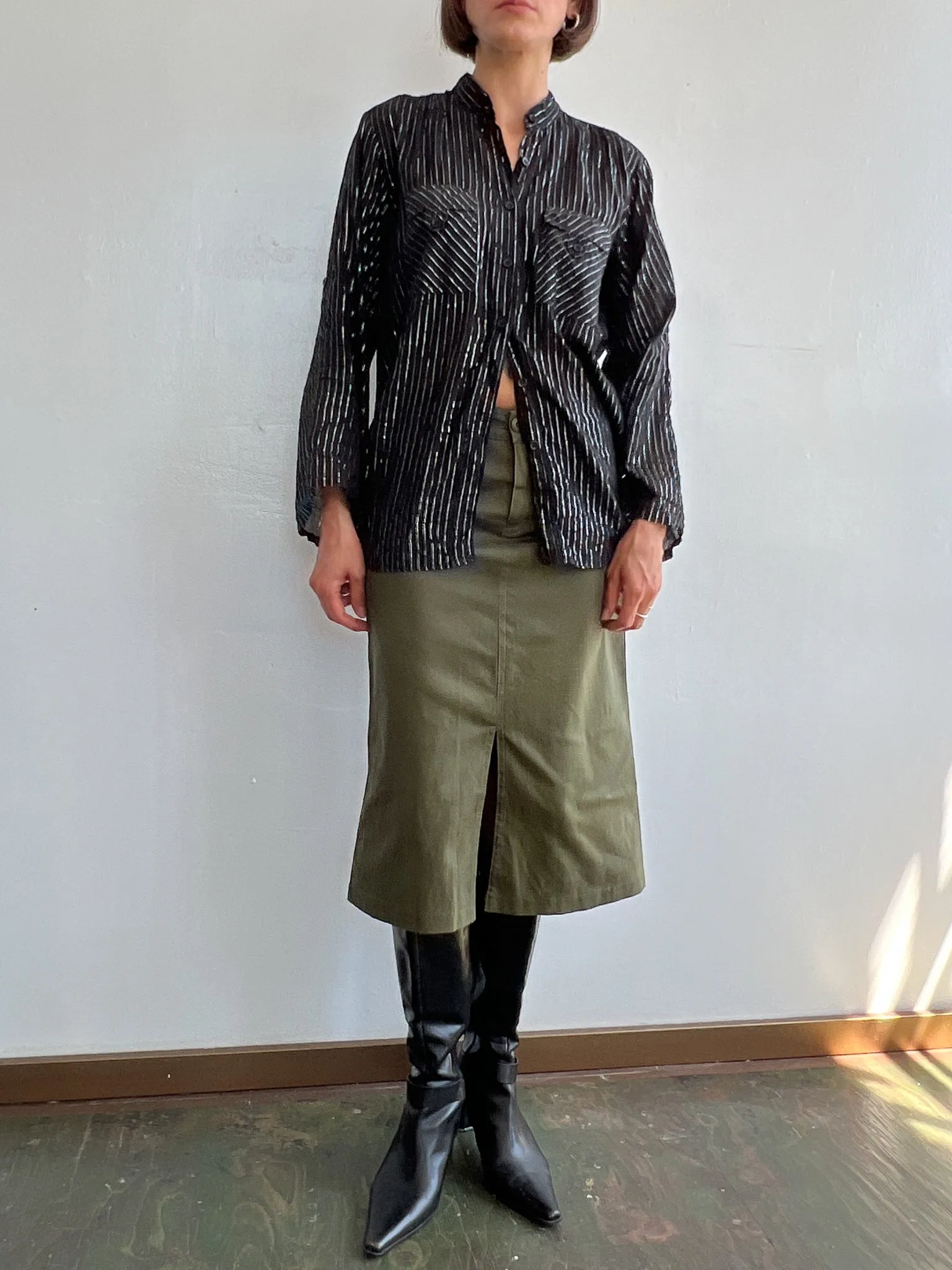Black Gauze Sparkle Shirt (M)