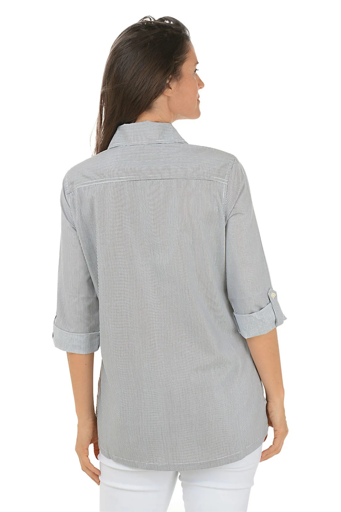 Black Rhinestone Pinstripe Shirt