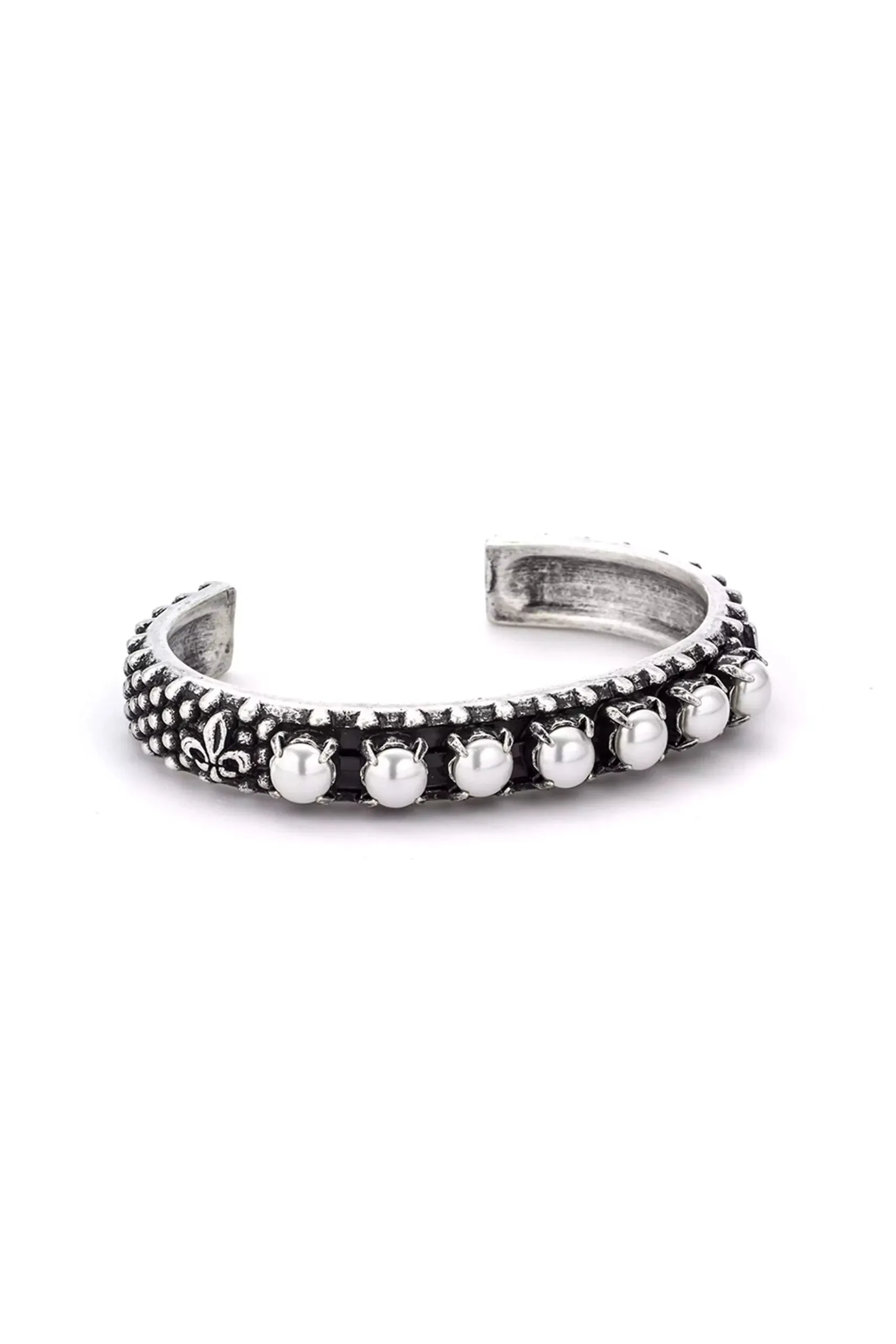 Brass Cuff with Pearl Bracelet