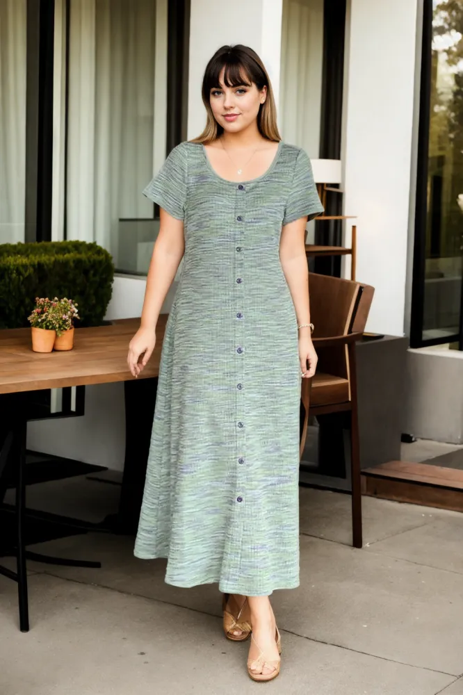 Brynlee Plus Size Square Neck Henley Tee Dress