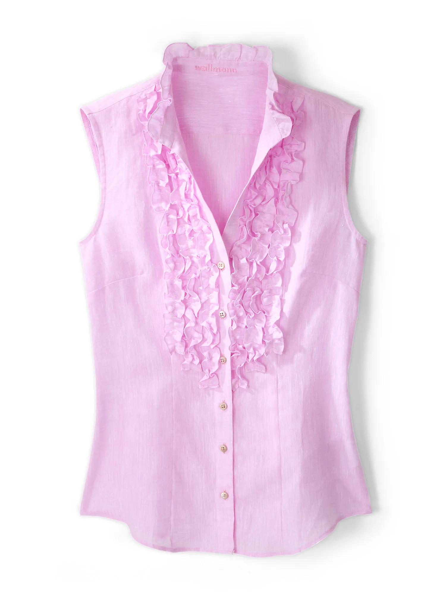Carli Ruffle Sleeveless Linen Shirt