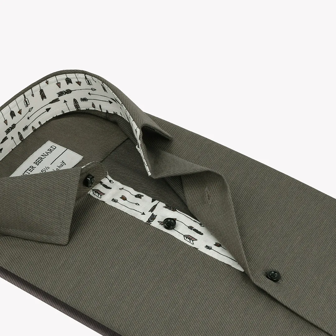 Charcoal Grey Casual Shirt With White Arrow Inlay OL-265