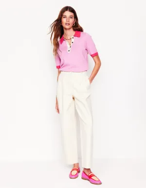 Estelle Henley Knitted T-Shirt-Soft Lavender Pink