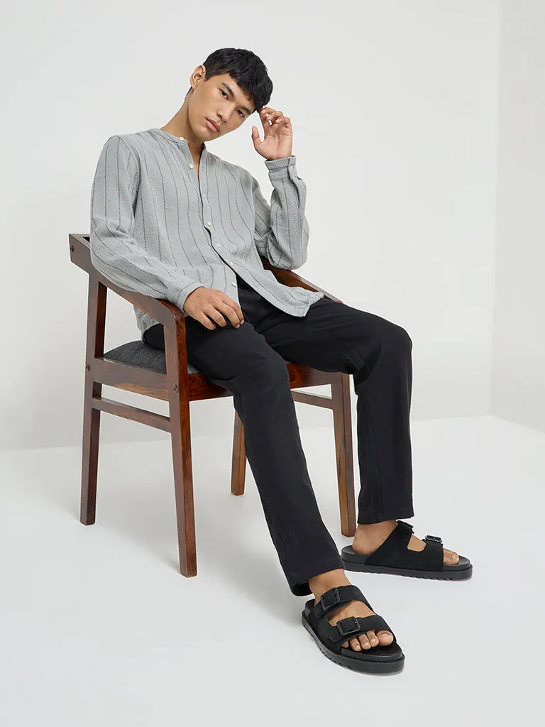 ETA Grey Knitted Resort-Fit Cotton Shirt