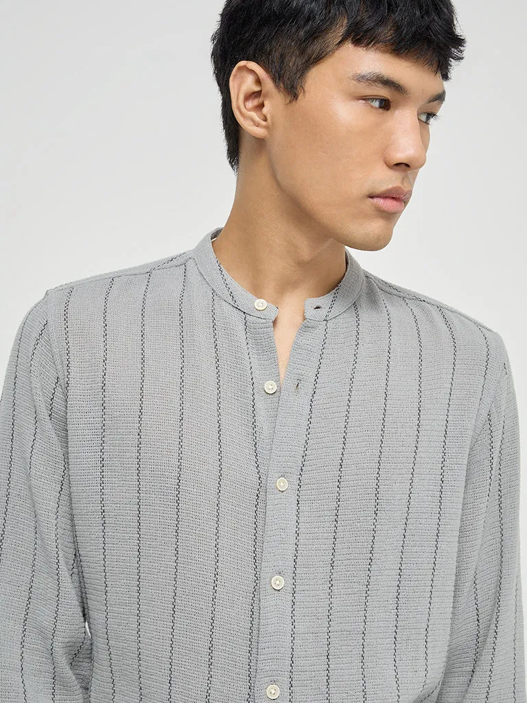 ETA Grey Knitted Resort-Fit Cotton Shirt