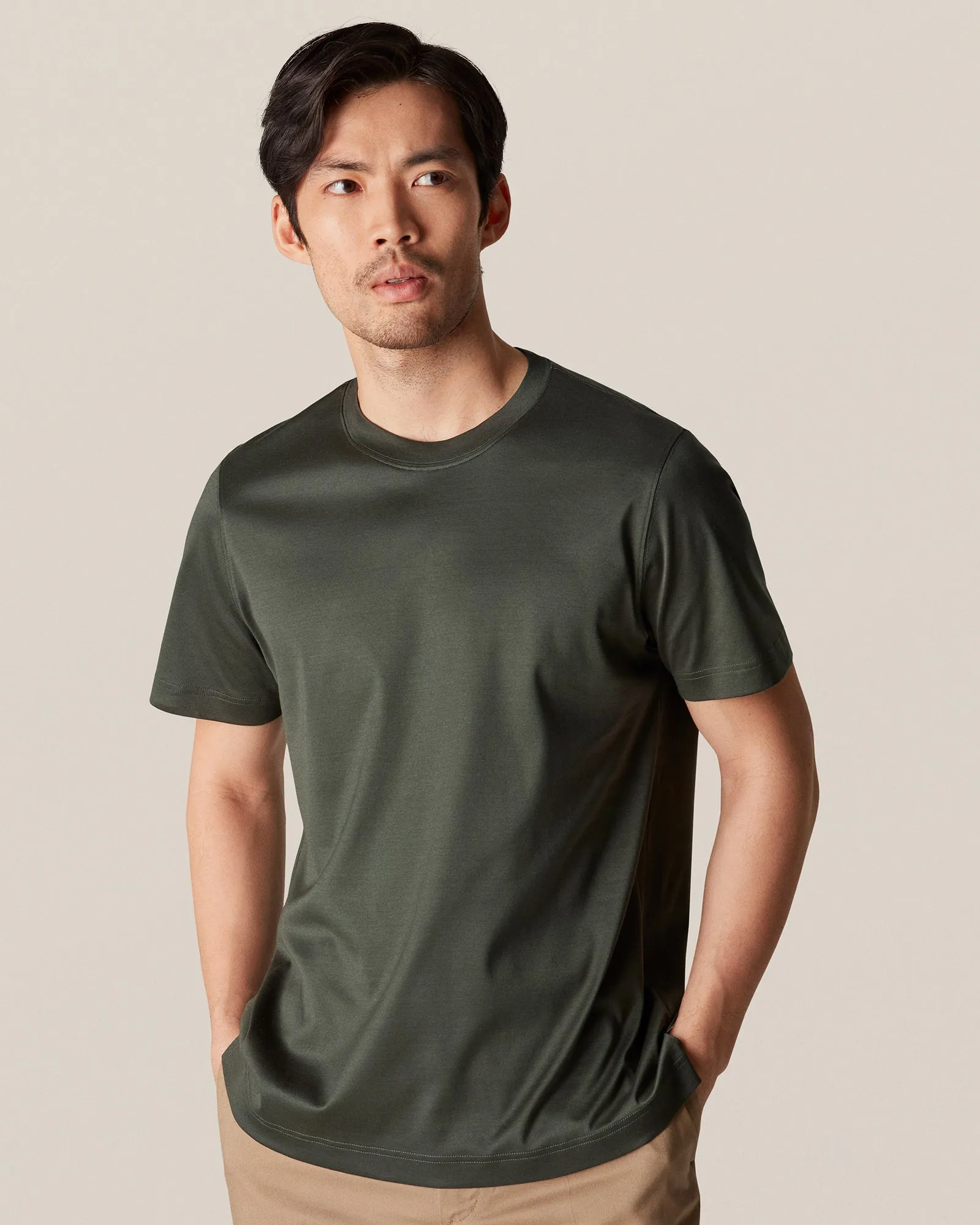ETON 10000235669 SS FILO DI SCOZIA DARK-GREEN CREW T-SHIRT
