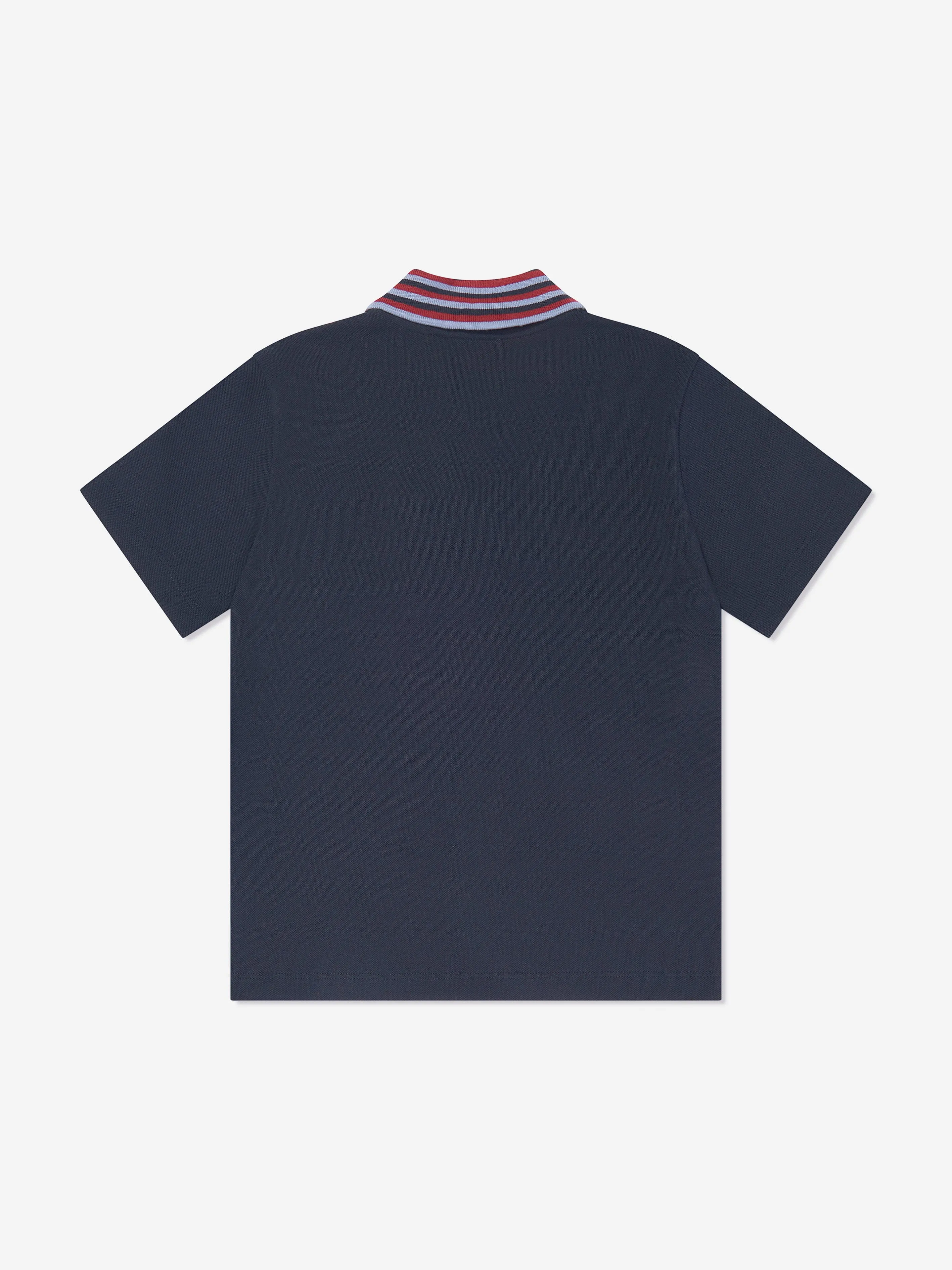 Etro Boys Striped Collar Polo Shirt in Navy