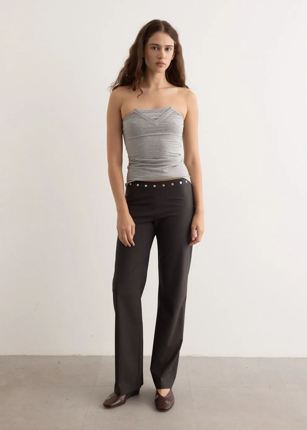 Folded V-Neck Top