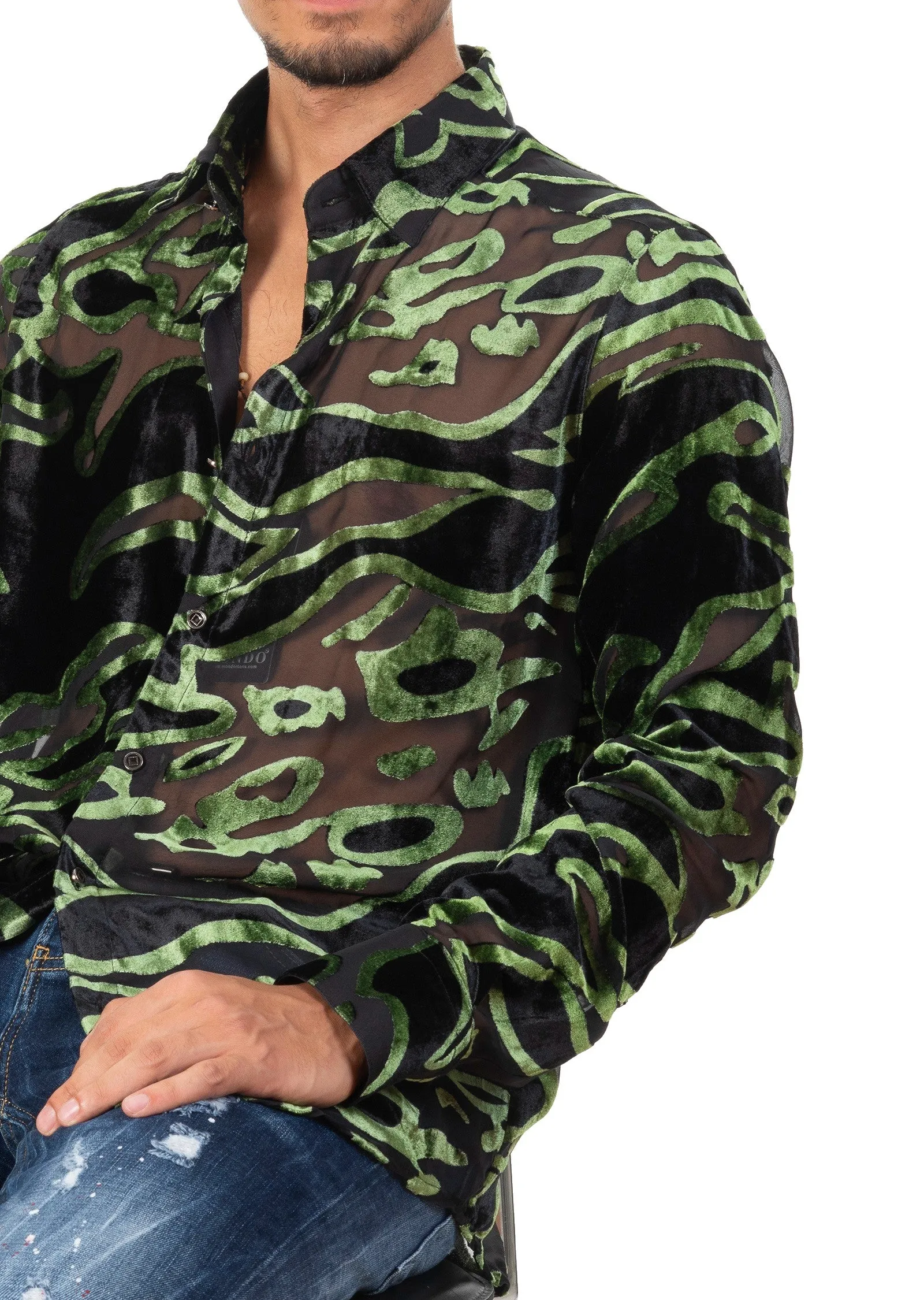 Green Abstract Velvet Shirt