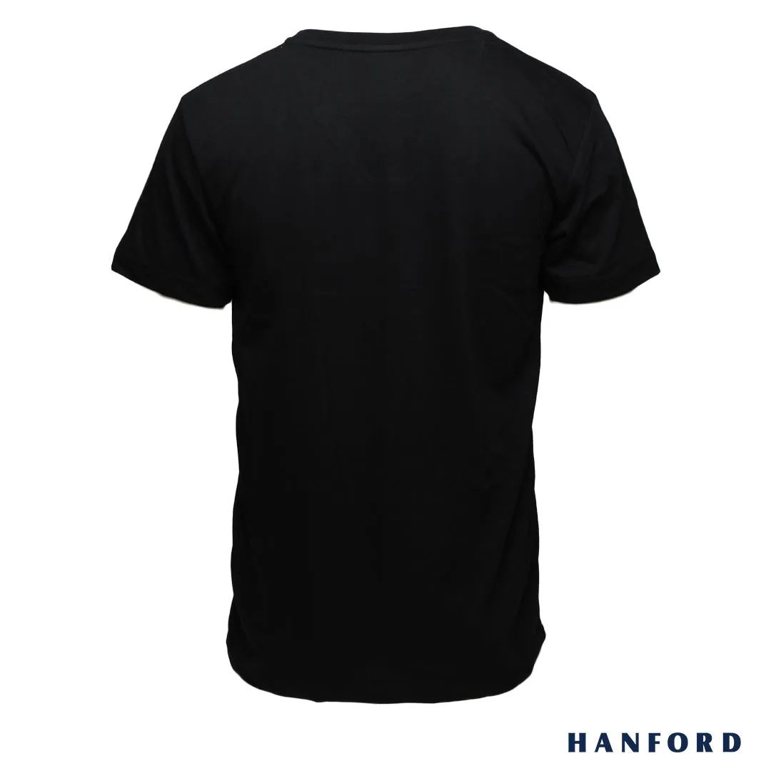 Hanford Men/Teens V-Neck Cotton Modern Fit Short Sleeves Shirt - Black (SinglePack)