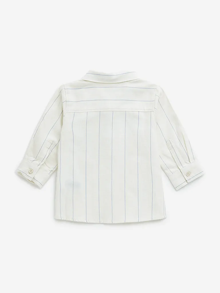 HOP Baby White Striped Cotton Shirt