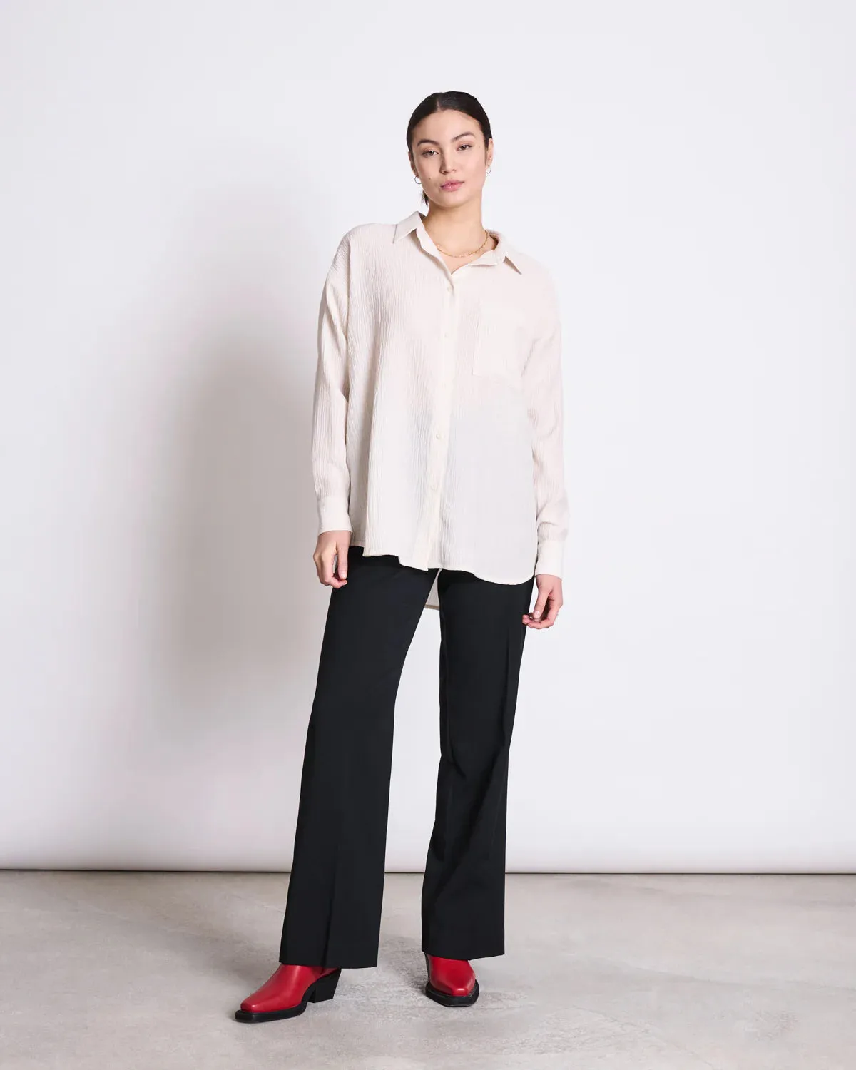 JAN 'N JUNE Skur crinkle shirt off white women