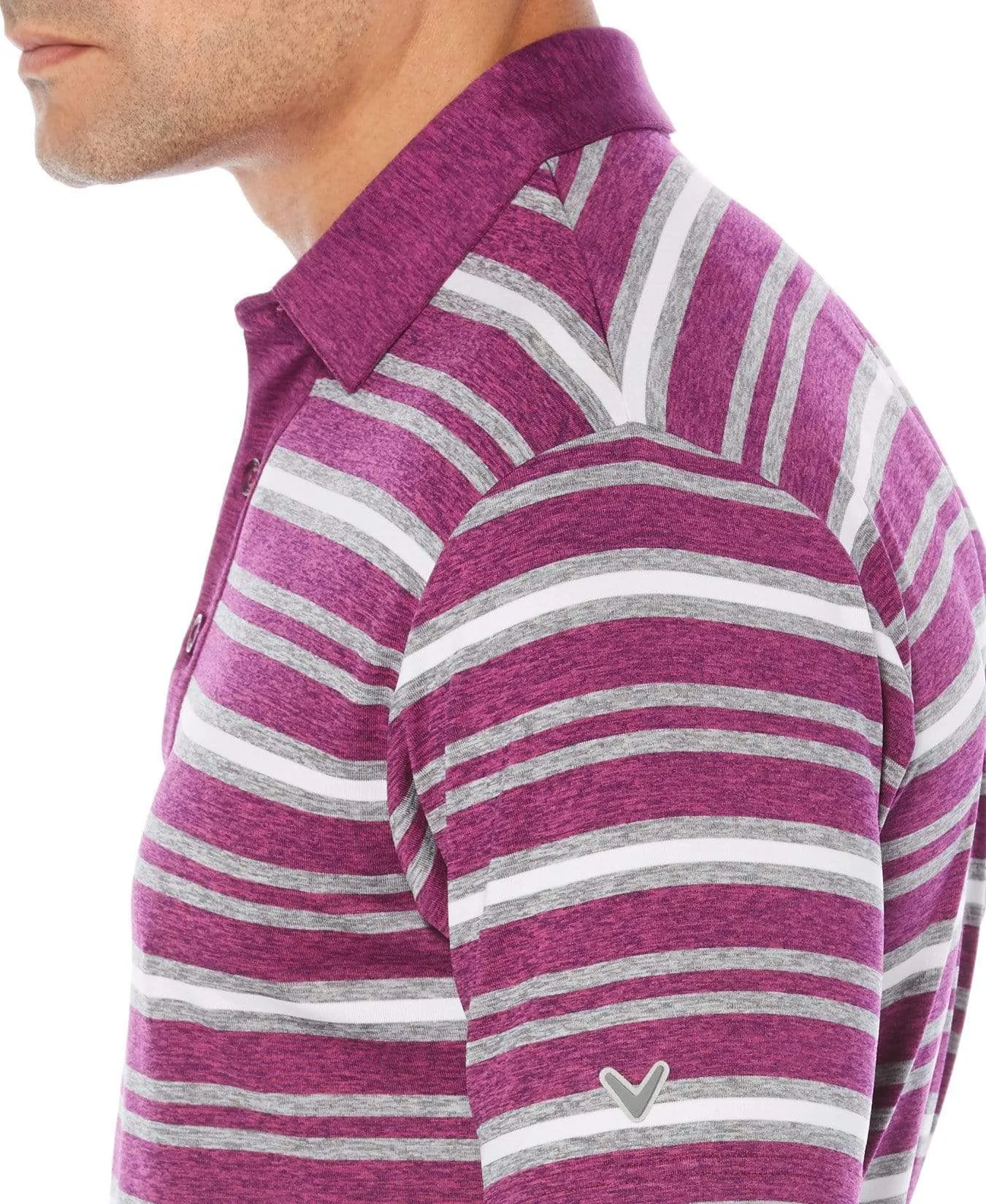 Mens Opti-Soft Heather Striped Polo