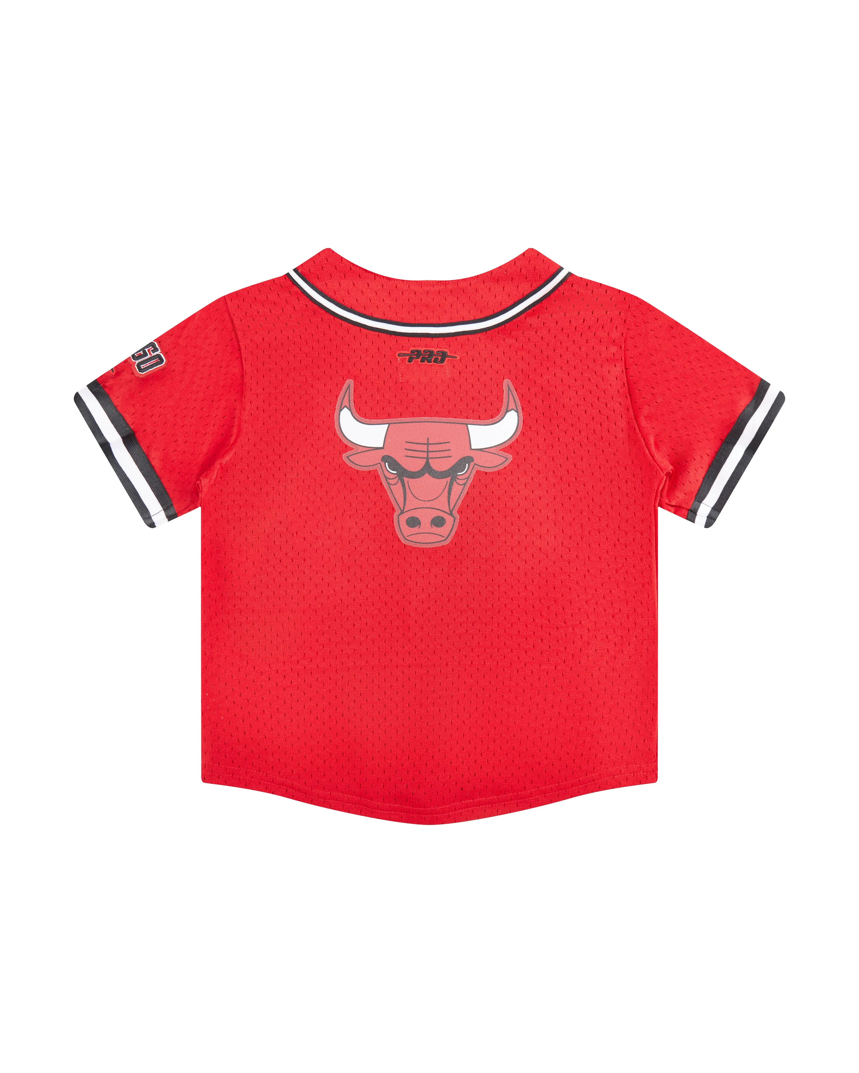 NBA CHICAGO BULLS CLASSIC TODDLER BOYS MESH BUTTON DOWN SHIRT (RED/BLACK)