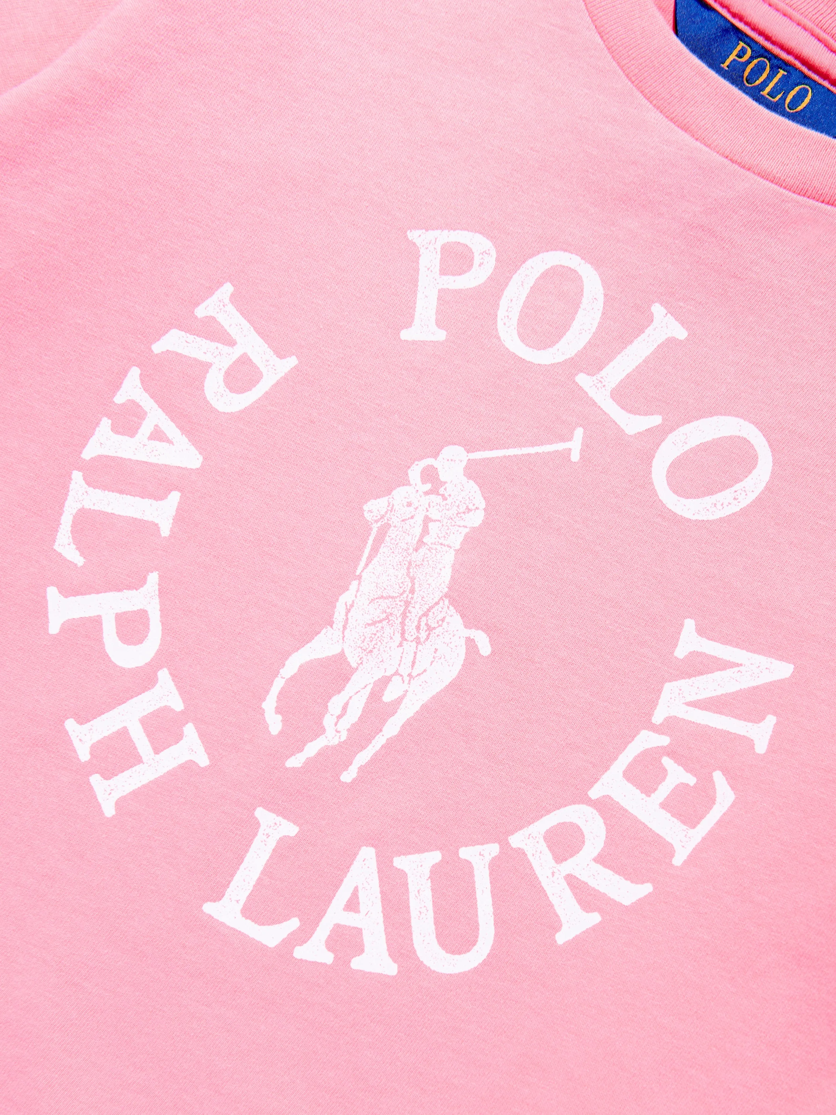 Ralph Lauren Girls Graphic Logo T-Shirt in Pink