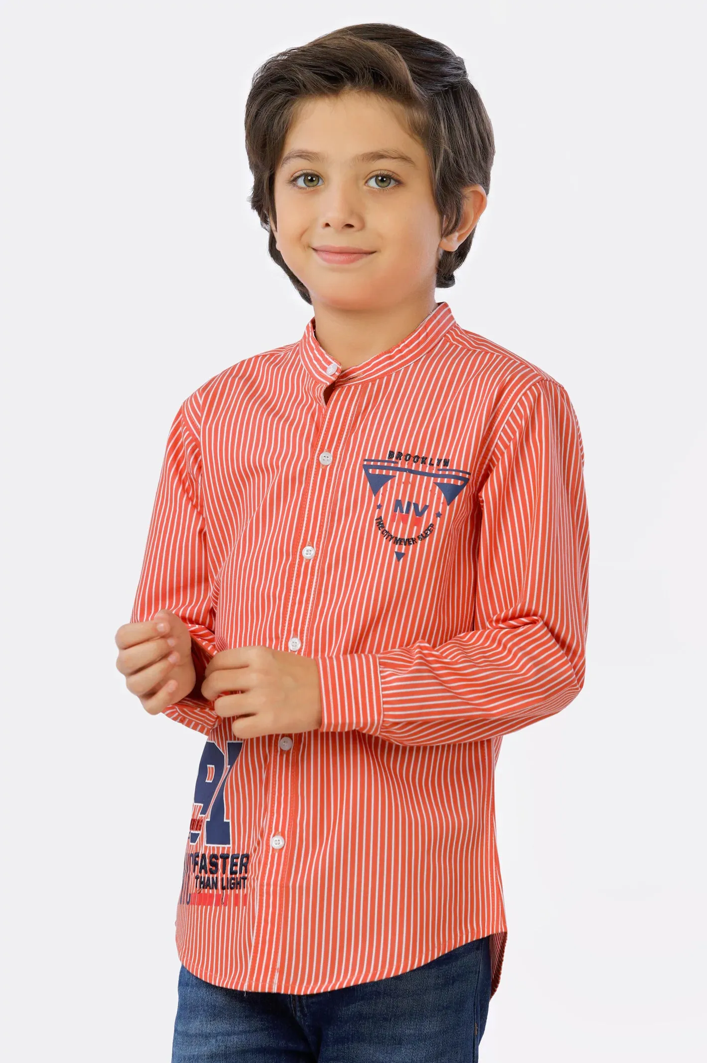 Rust Pinstripe Boys Shirt