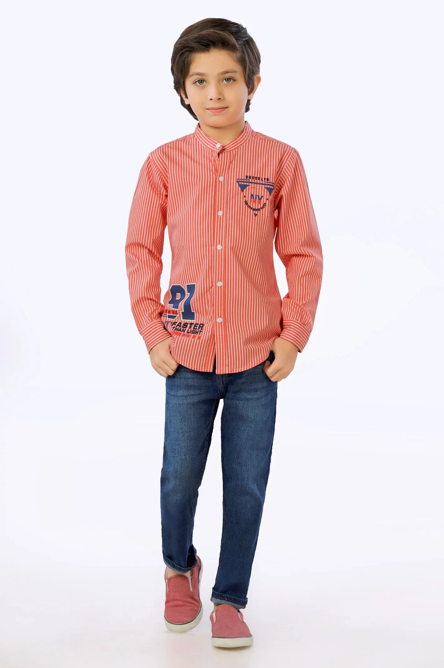 Rust Pinstripe Boys Shirt