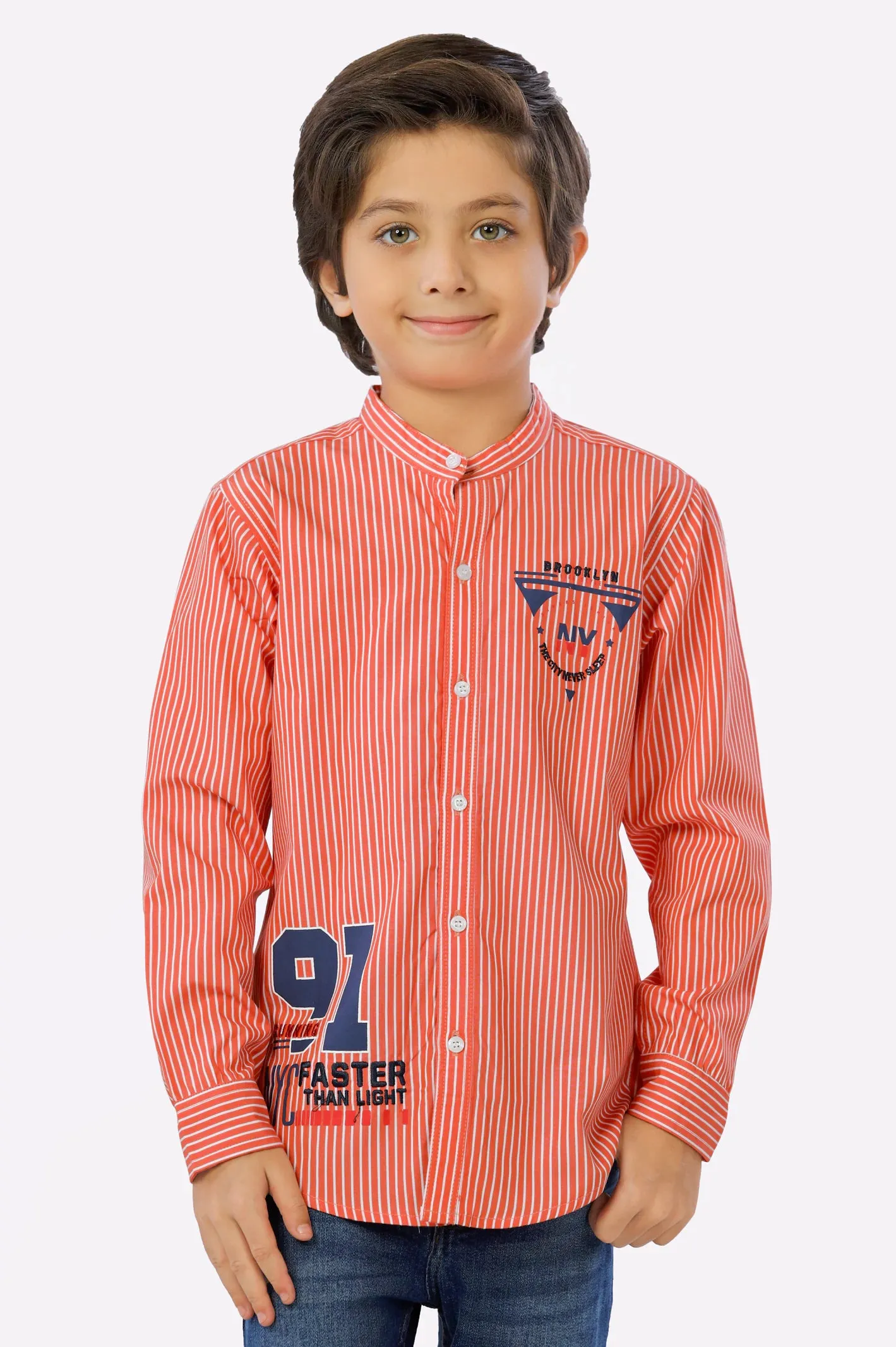 Rust Pinstripe Boys Shirt