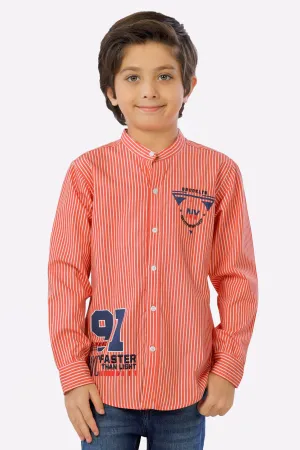 Rust Pinstripe Boys Shirt