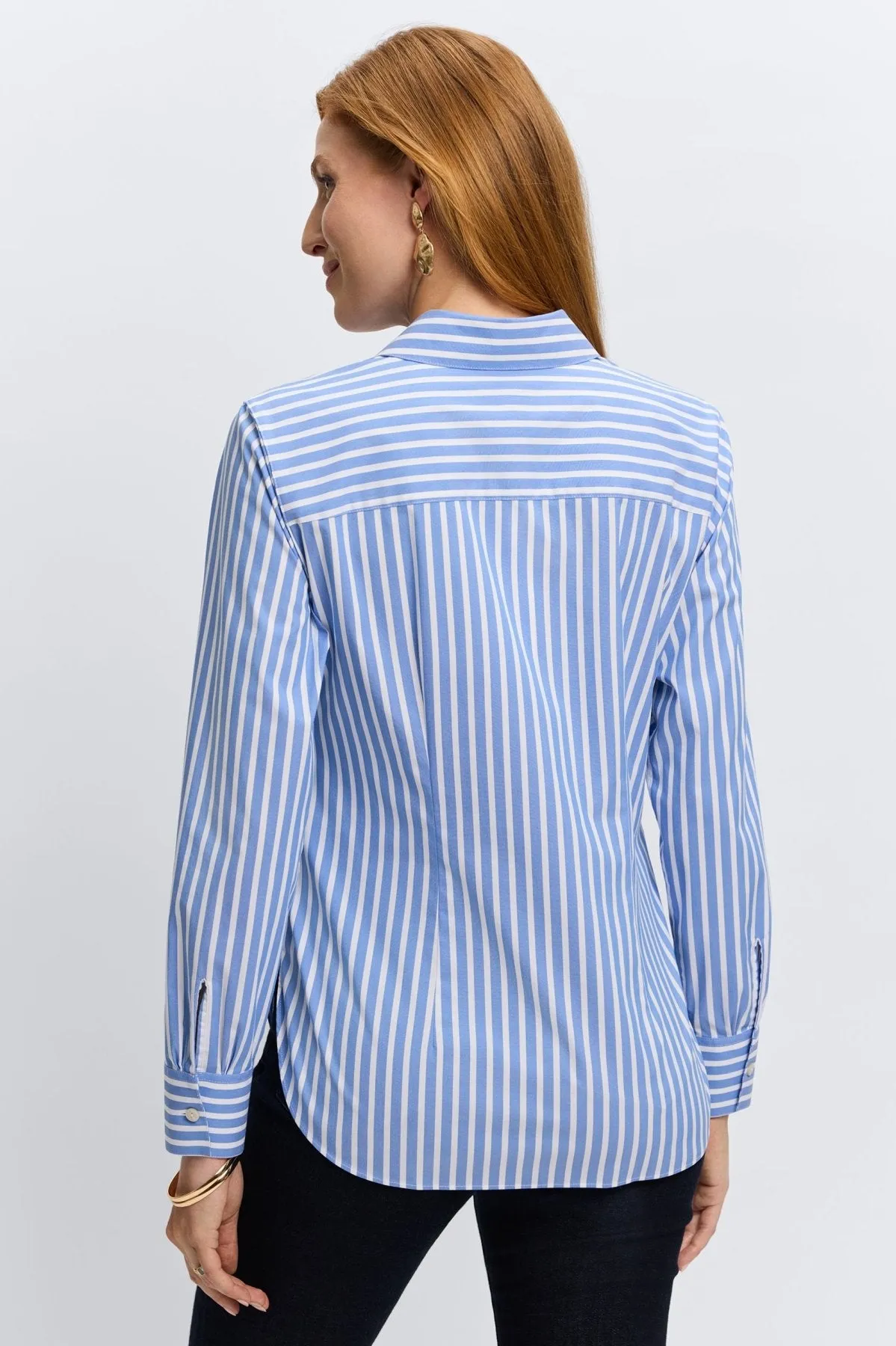 Sabine Stretch No Iron Stripe Tie Shirt