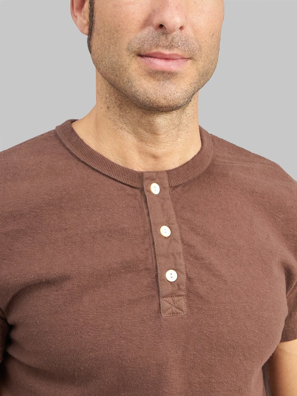 Samurai Jeans SJST-SC02 Japanese Cotton Henley T-Shirt Kuri Dark