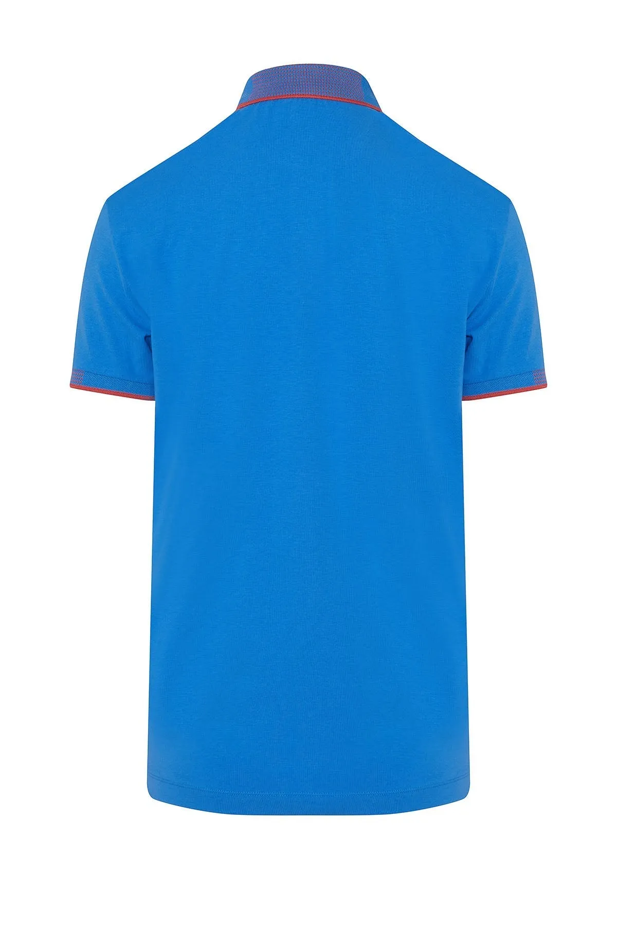 Slim Fit Basic Cotton Blend Blue Polo T-Shirt