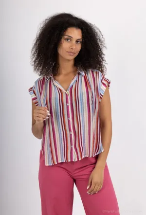 Striped Button Down SS Top