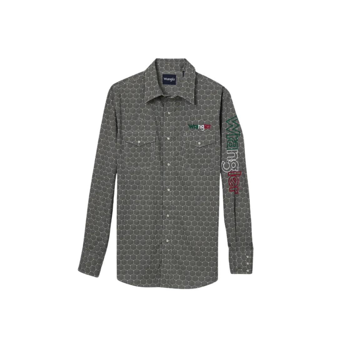 Wrangler Men's Mexico Logo Print Black White Shirt