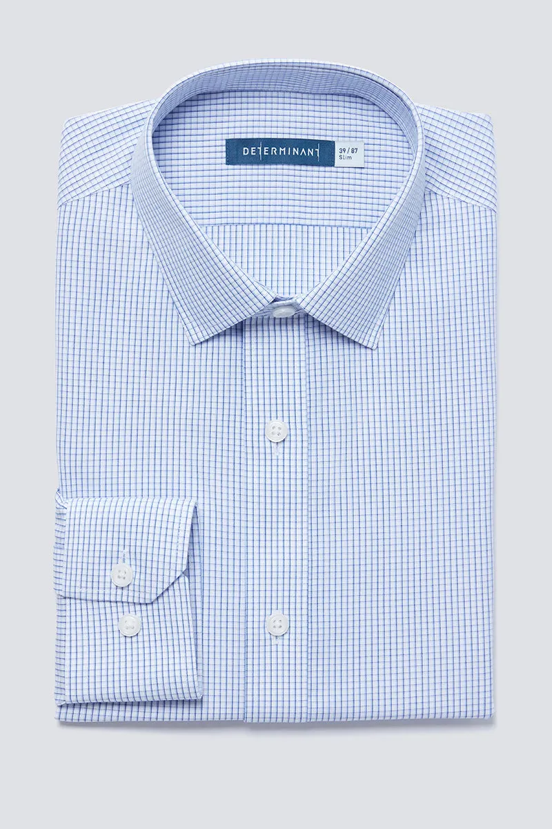 Wrinkle-Free Poplin Dress Shirt | Blue Check 15104N