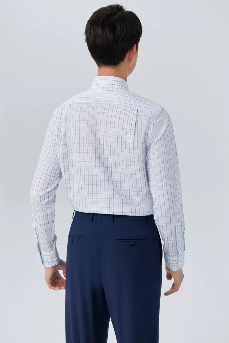Wrinkle-Free Poplin Dress Shirt | White Multi-Check 25676N