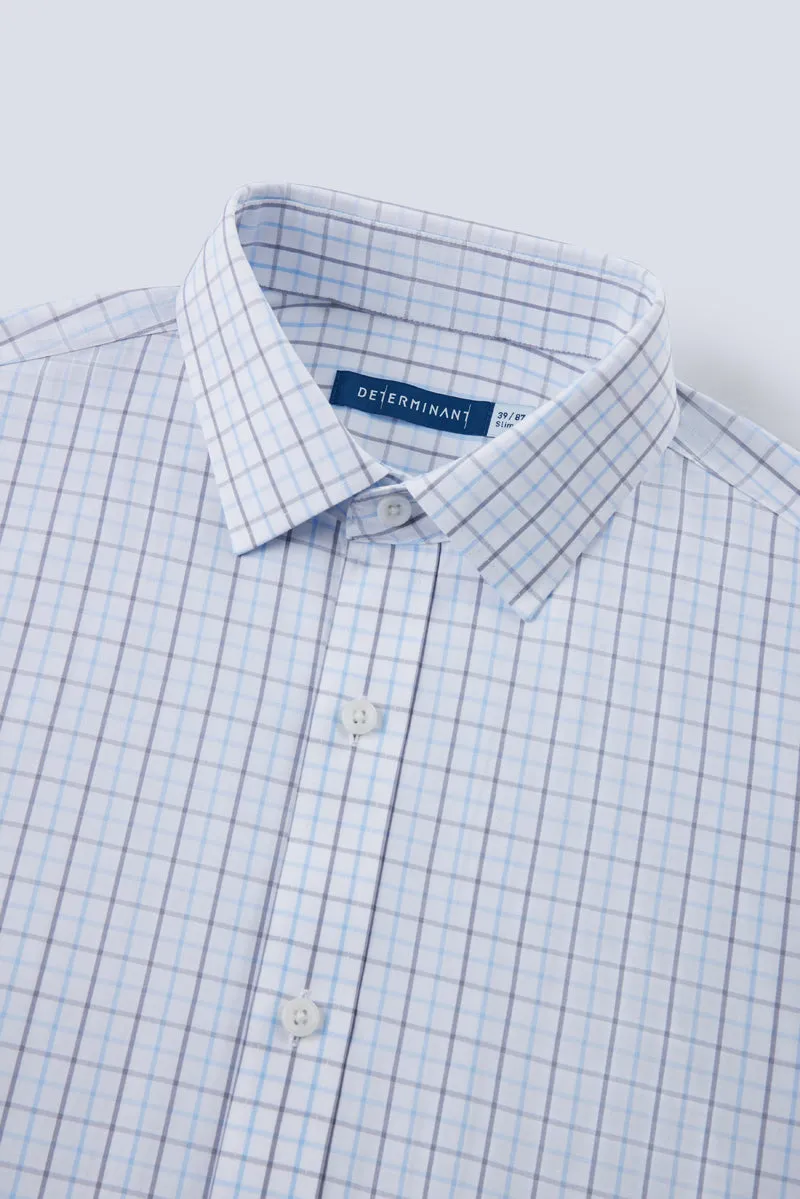Wrinkle-Free Poplin Dress Shirt | White Multi-Check 25676N