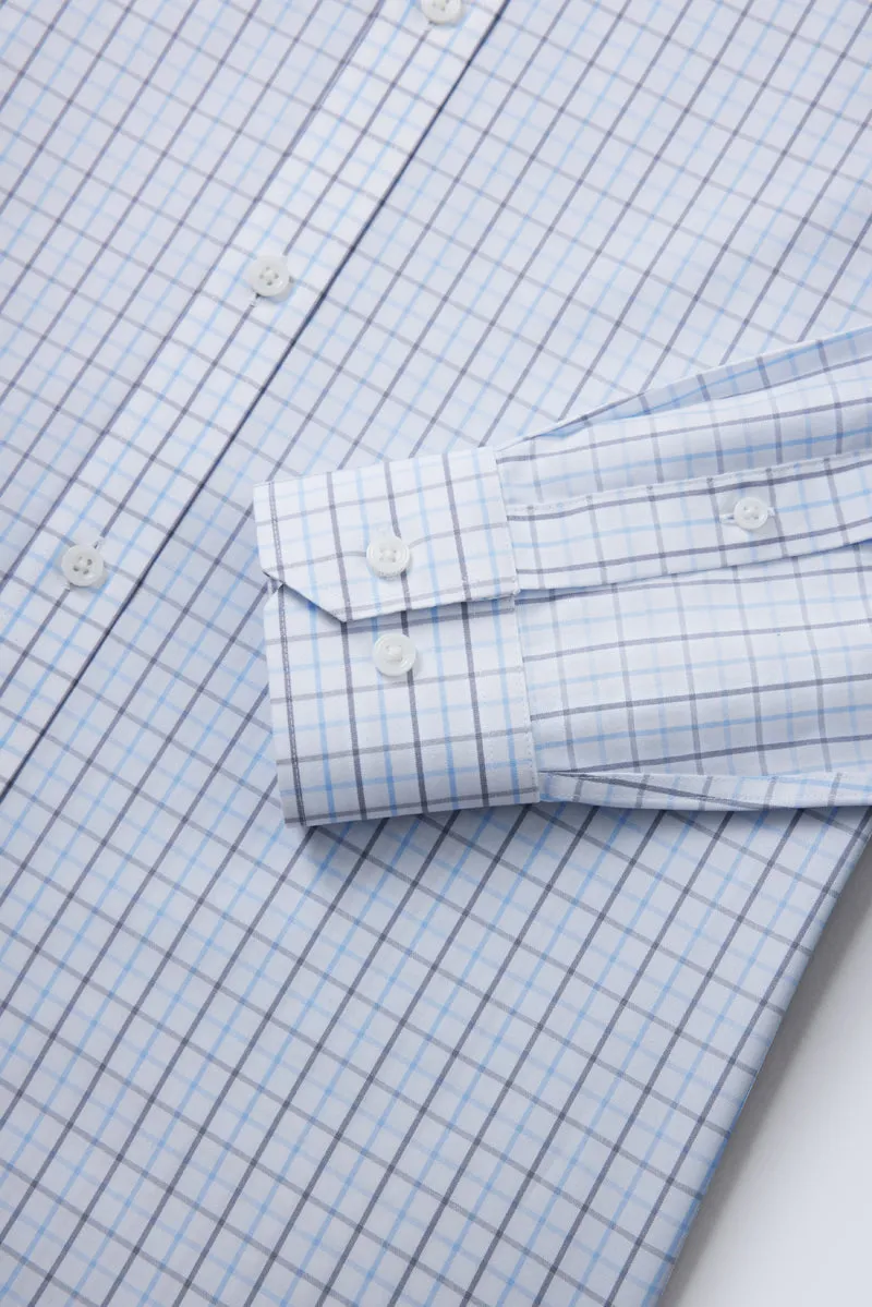 Wrinkle-Free Poplin Dress Shirt | White Multi-Check 25676N
